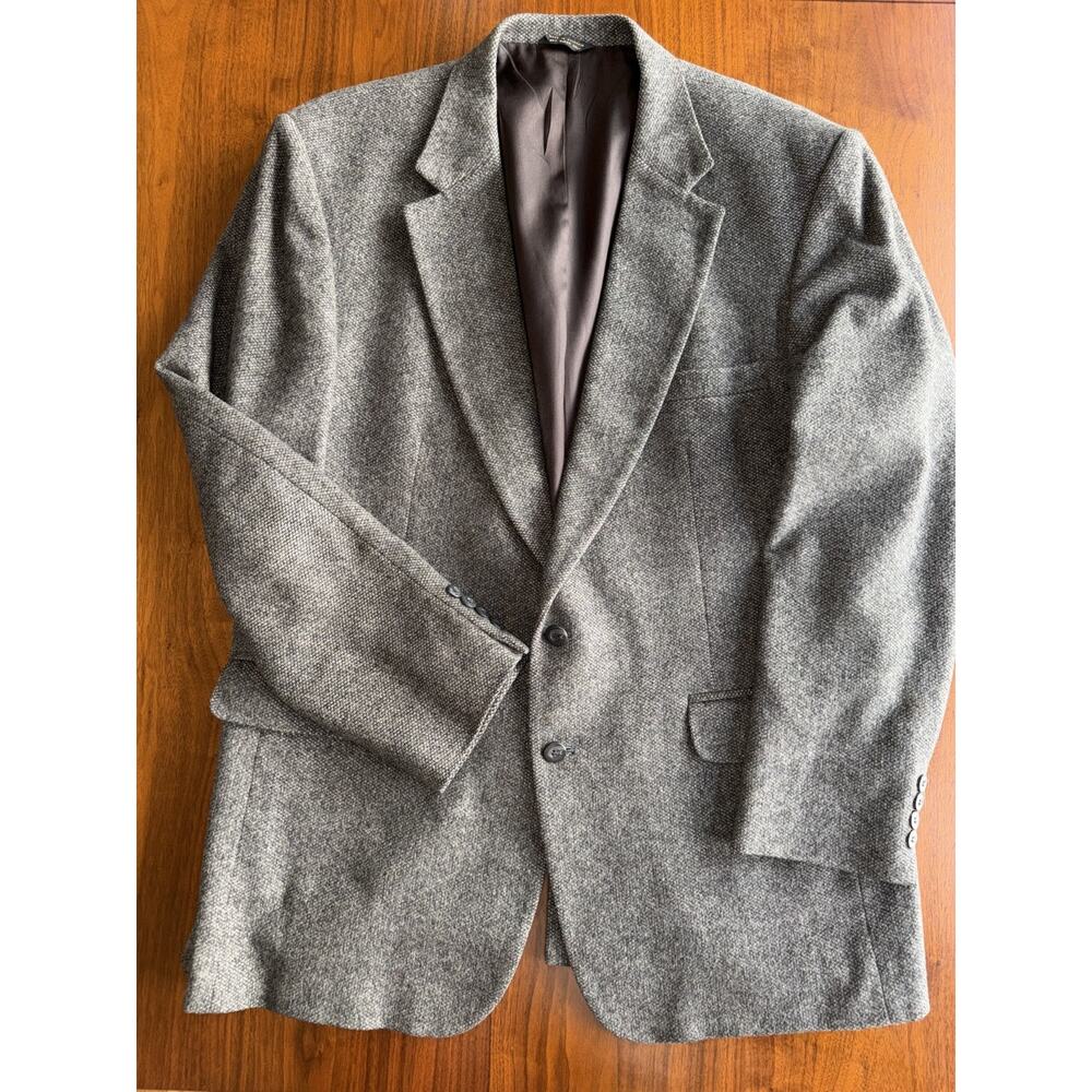 Vintage Robert Stock Men's Grey Textured Tweed Sport Coat - Size 40R
